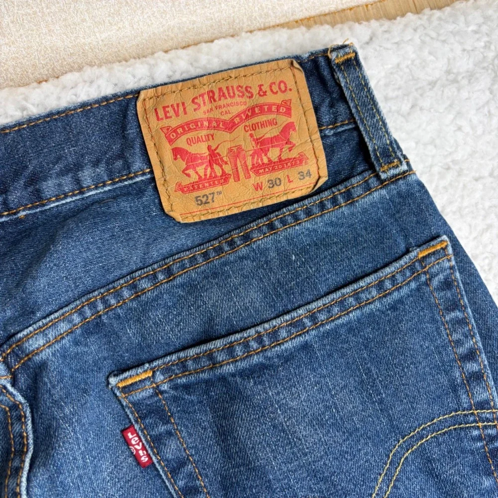 Levis 527 Low Rise Bootcut Jeans Mens 30x34 (33) Blue Denim western wide leg
